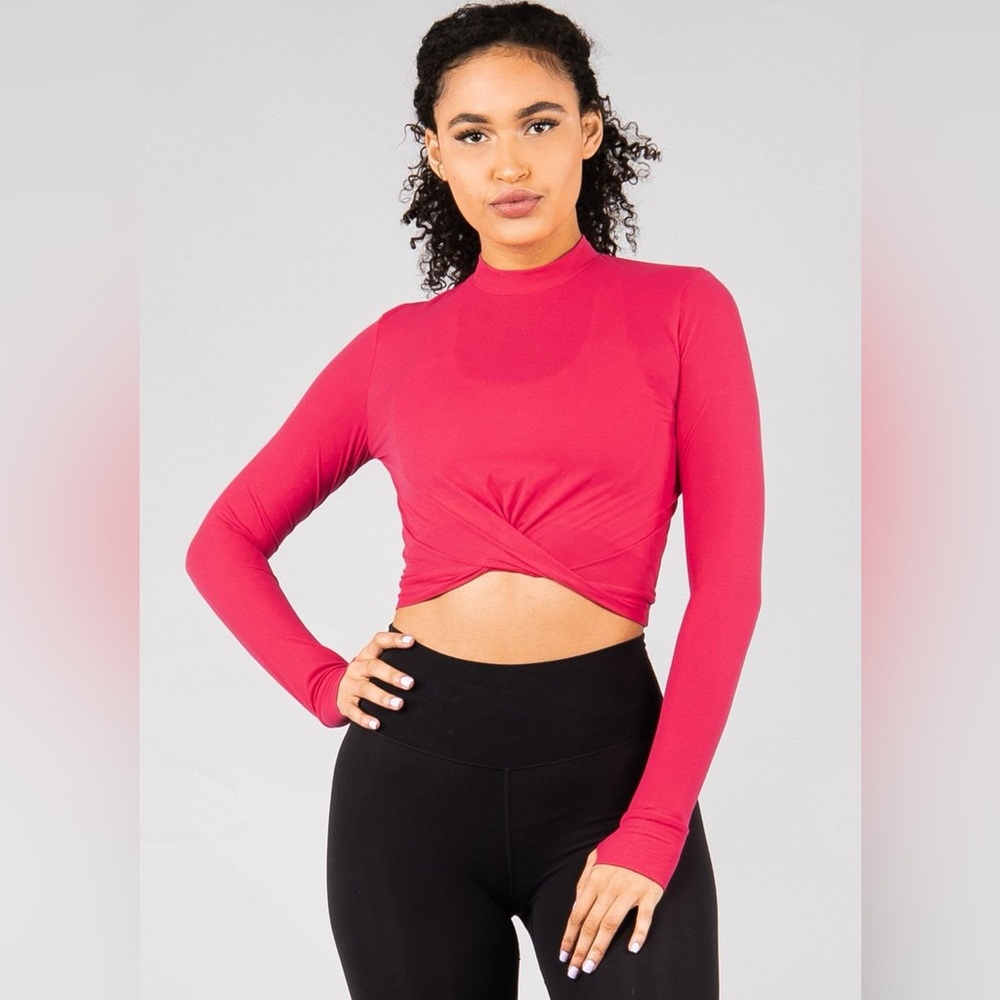Rare BuffBunny Knotty & Nice Crop Top Raspberry Red Size Medium